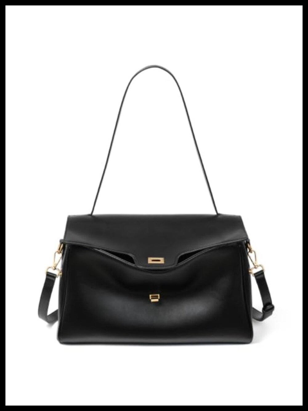 Slouchy Vegan Leather Shoulder Bag Convertible Crossbody Purse